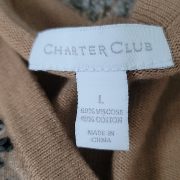 Charter Club sequin leopard print button-down cardigan - Picture 10 of 10